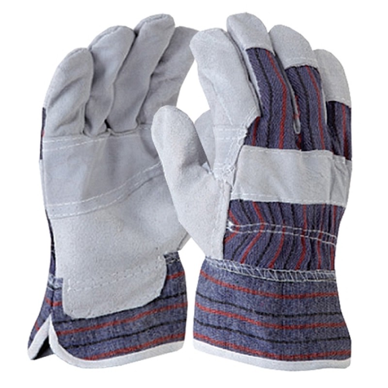 Candy Backed Leather/Cotton Work Gloves